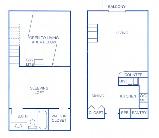 1 Bedroom Loft Floor Plan - Wilshire Manor Apartments