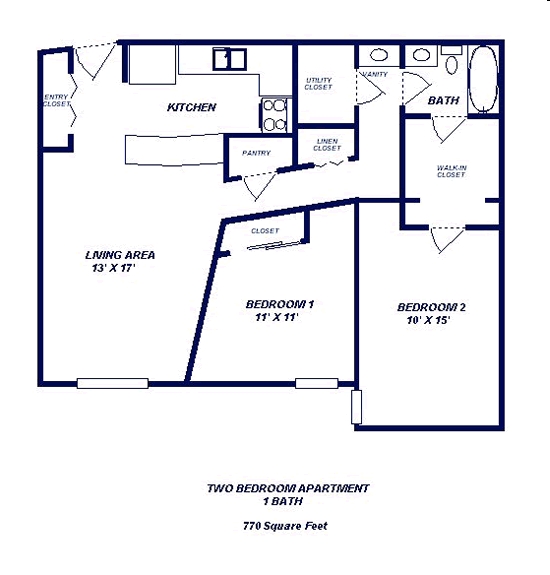 2BR/1BA - Fox and Hounds Apartments