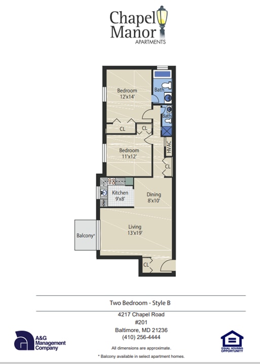 CM - 2B1.5B Style B - Chapel Manor Apartments