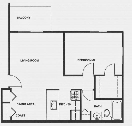 1 bedroom layout - Lyons Apartments