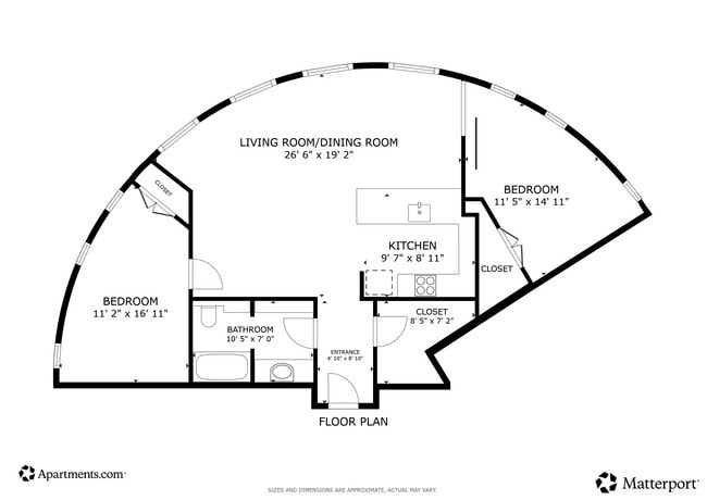 2BR, 1BA - 925SF - Kelley Square Lofts