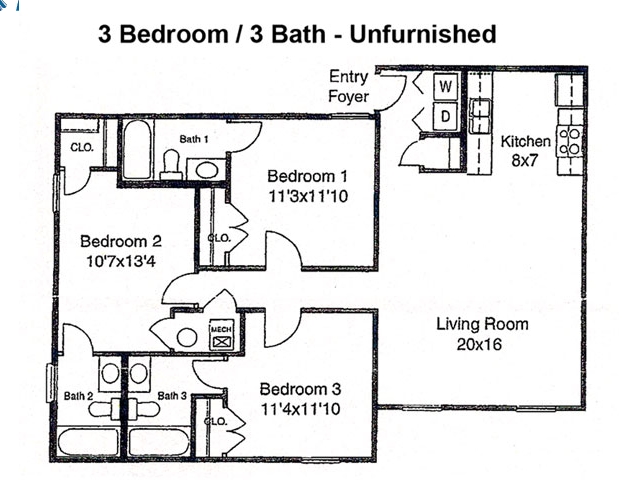 3BR/3BA - Spartan Place Apartments