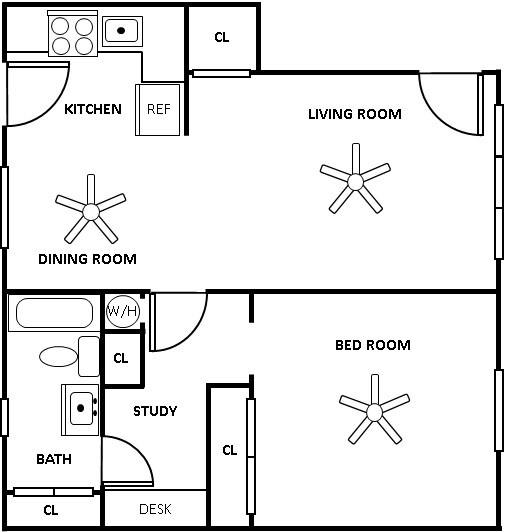 Standard Unit Floorplan - Palmwood Place Apartments