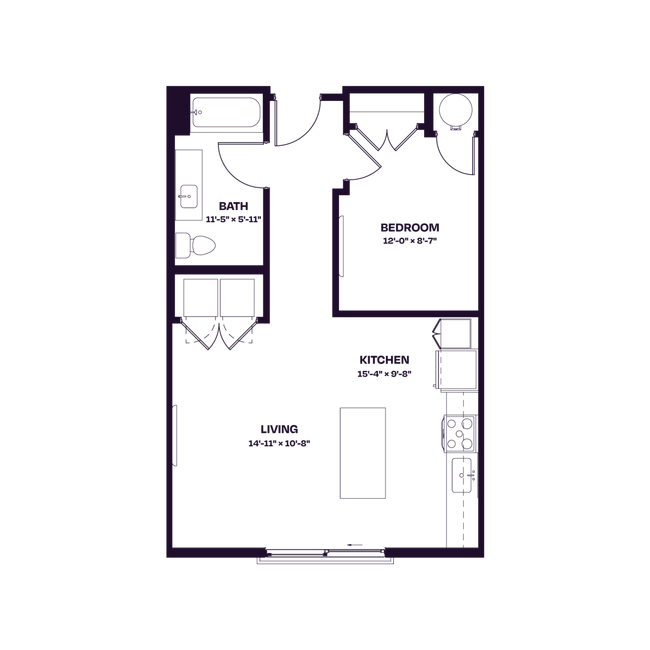 Oberon S3 ADA One Bedroom Floor Plan - Oberon