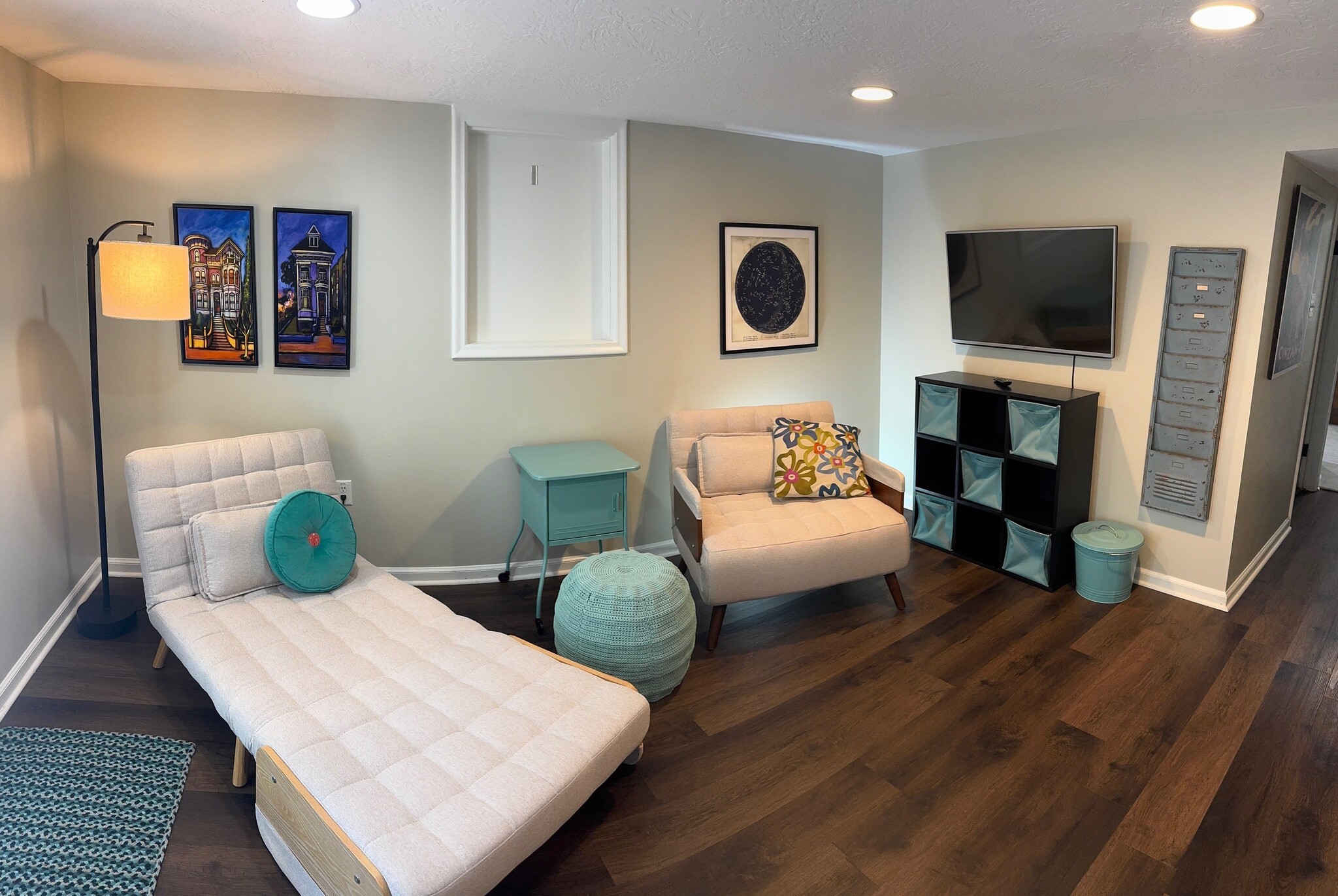 Both chairs unfold to either a chaise lounge or flat bed. - 469 G St