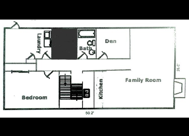 Floor plan - approx 1200 sq ft with ample inside storage under and adjacent to stairs - 2279 Franklin St
