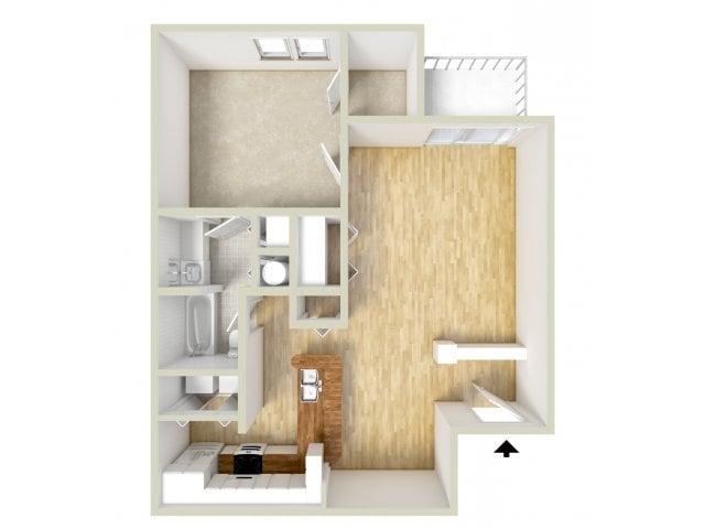 Delorme - one bedroom floor plan - Waterloo Place Apartments