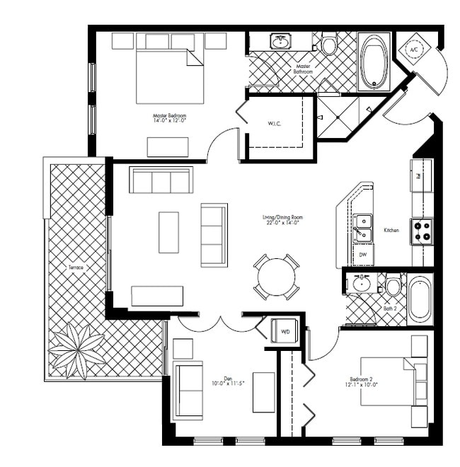 2BR/2BA - One Village Place