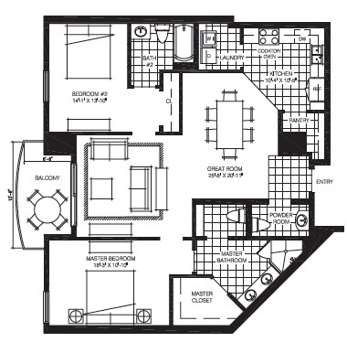 2BR/2.5BA - The Mark