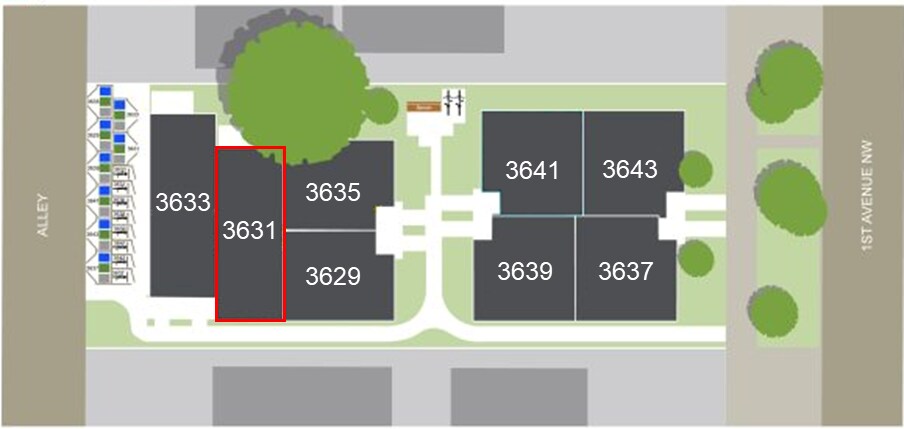 Community Map: Unit is located in the middle of the rear building - 3631 1st Ave NW