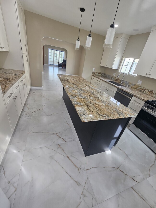 Large Kitchen with island, granite counter tops, new sink, stove, and more! - 918 E Elk Ave