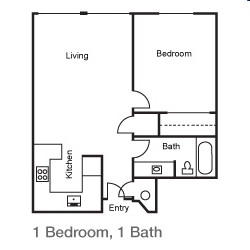 1BR/1BA - The Cedars