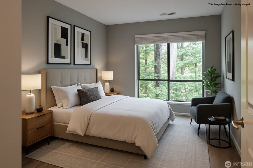 Virtually staged bedroom - 10819 NE 37th Pl