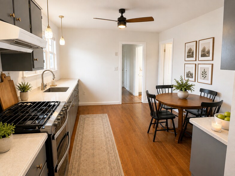 Kitchen fits large dining set. - 71 Madison Rd