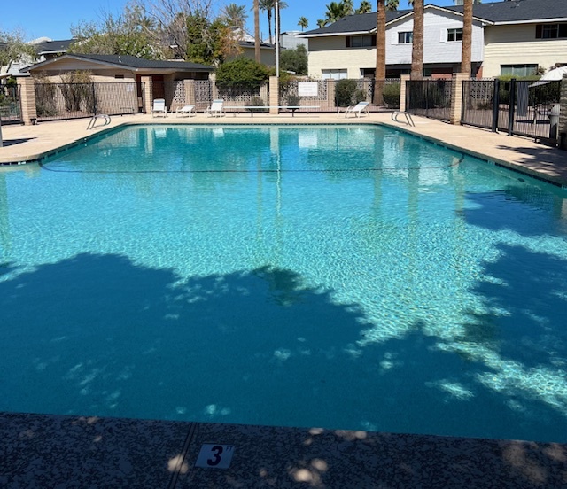 Eastwood Townhomes Large Gated Swimming Pool 3 Feet to 12 Feet Deep with Shaded Child Shallow Area - 4444 E Belleview St