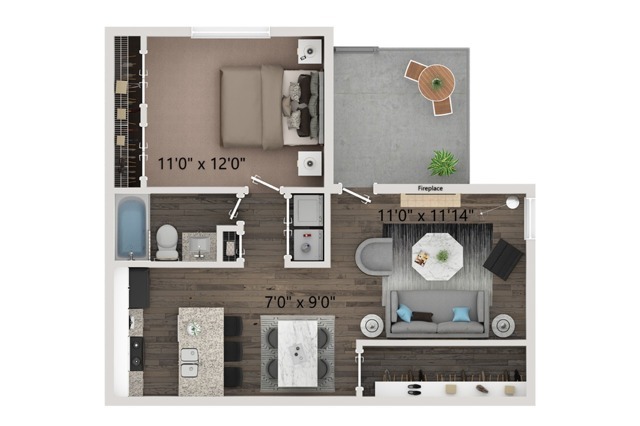 One bedroom- one bath floor plan with full size washer and dryer connections. Ground floor homes offer wood plank style flooring all through out. Second floor homes offer carpet in the bedroom's and closets. - Preserve at Preston