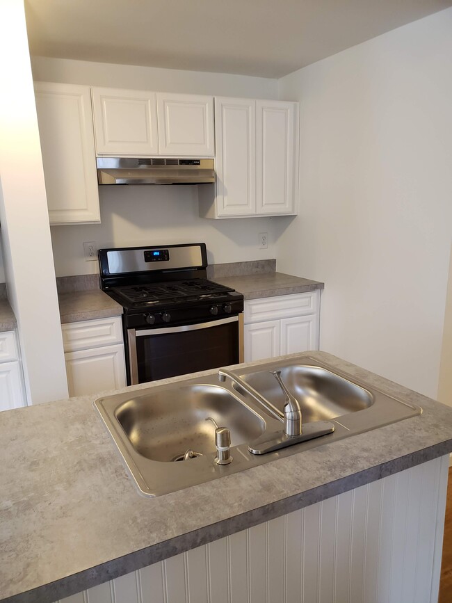 Kitchen. Gas stove with range. Island with stainless steel double sink. - 2 Judson St