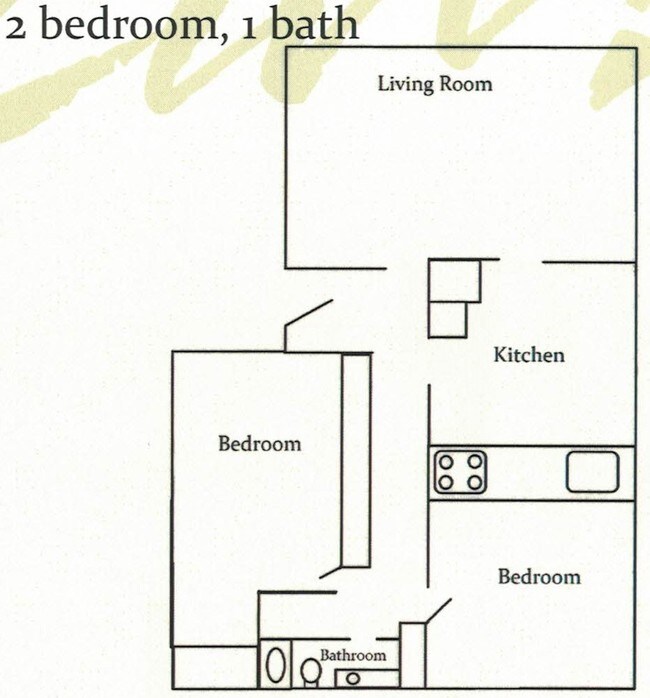 2bd 1ba floorplan - Driftwood Terrace