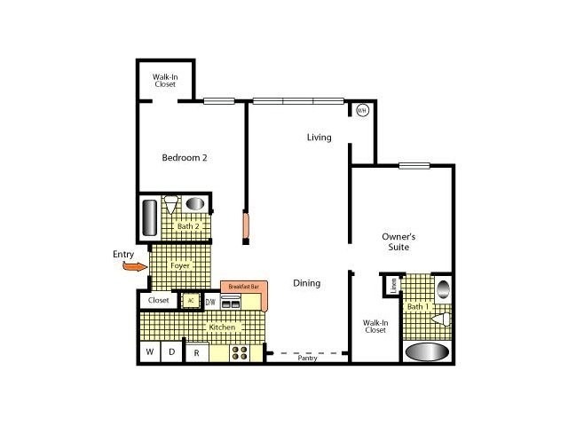 2/2 Floor Plan - Brandon Crossing