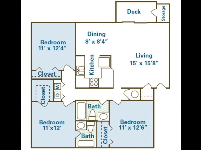 3BR/2BA - Woodberry Apartments