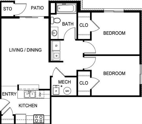2 Bedroom Kagy Village Floor Plan - Kagy Village