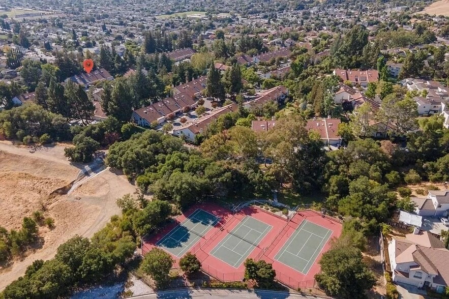 ariel view, tennis & basketball - 1896 Mountain Creek Ct