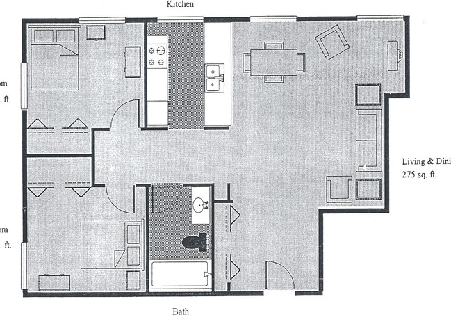 2BR/1BA - Old Main Apartments