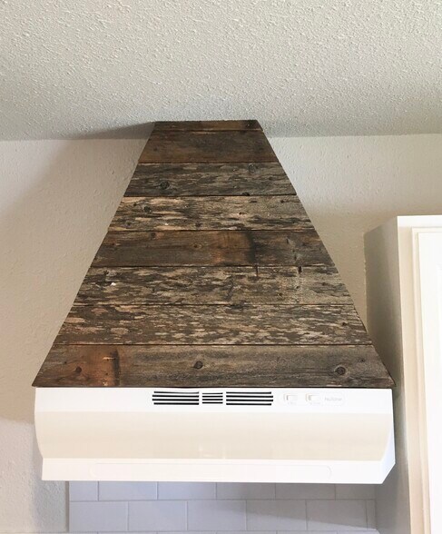 Reclaimed wood vent hood - 5131 Wildflower Dr
