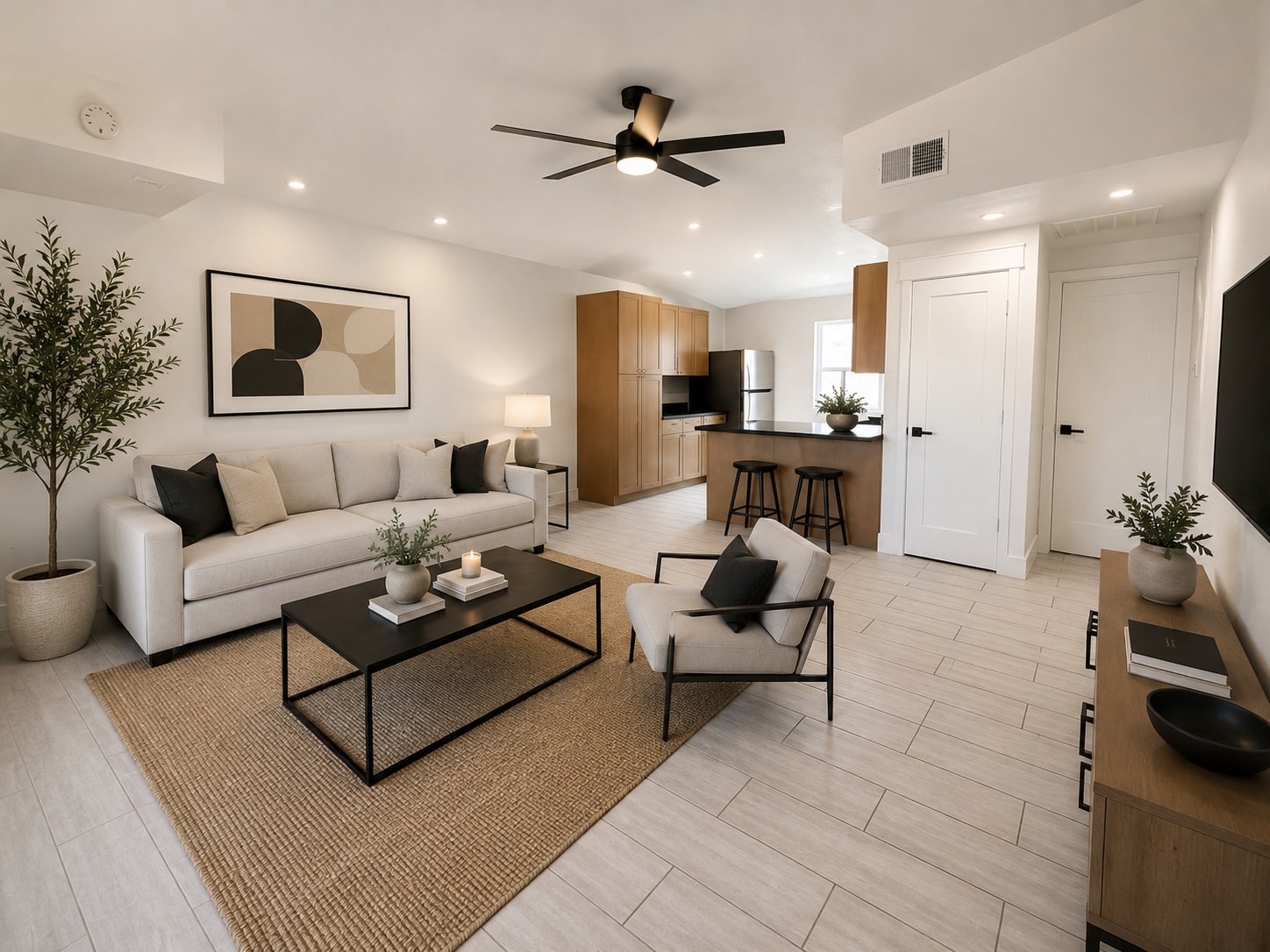 AI Staged/Furnished Living room - 3516 W Grant St
