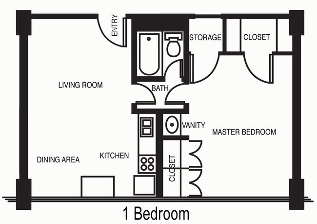 Floorplan - Bluebonnet Towers - ALL UTILITIES INCLUDED