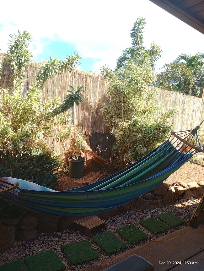 Hammock shade covered spot out back, off Master Bdrm/Lanai - 281 Kaikea St