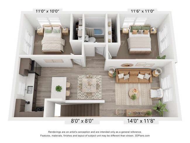 Broadstone Townhomes_3x2_w Garage_TH_2FL.jpg - Broadstone Townhomes