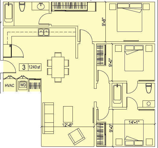 Floorplan - Lido Apartments - 3714 Kelton