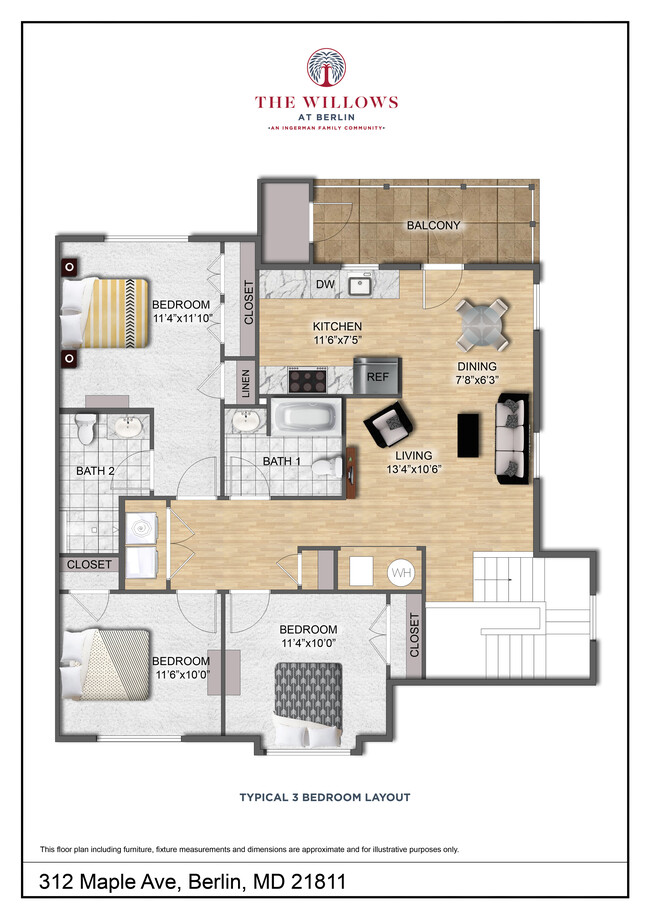 3 Bedroom Layout - The Willows at Berlin