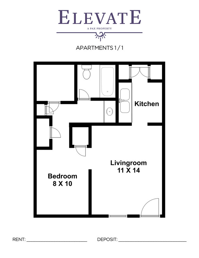 Mid 1 Bedroom - Elevate Apartments