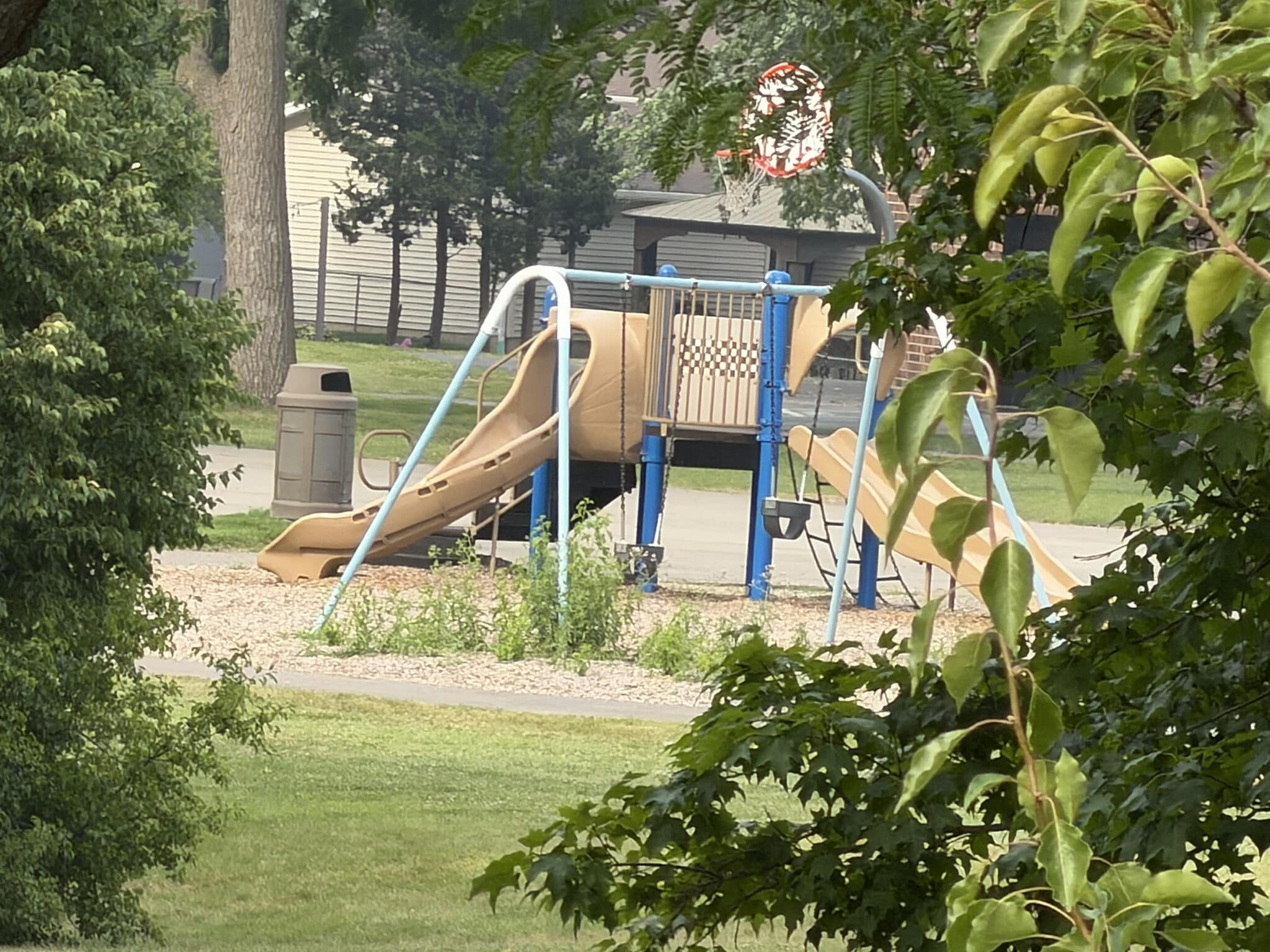 8x zoom view from the house of Prtichett Elementary grounds - 361 Chicory Ln