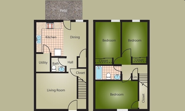 3BR/1.5BA - Laughlin Woods Apartments