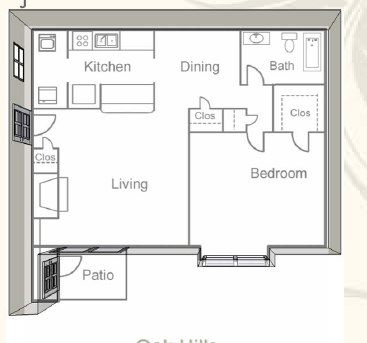 1BR/1BA - Oak Hills Apartments