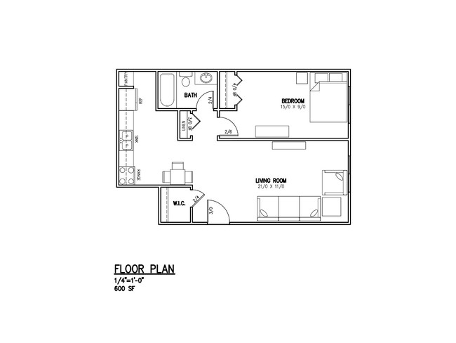 Floor Plan 1 Bedroom - Autumn Grove Apartments