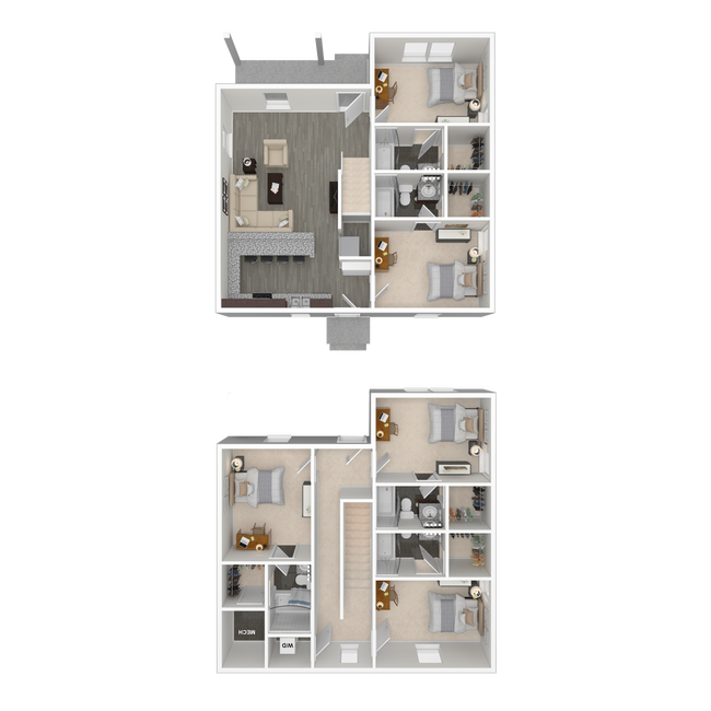 5 Bed Cottage 3D Floorplan - Arlington Cottages and Townhomes