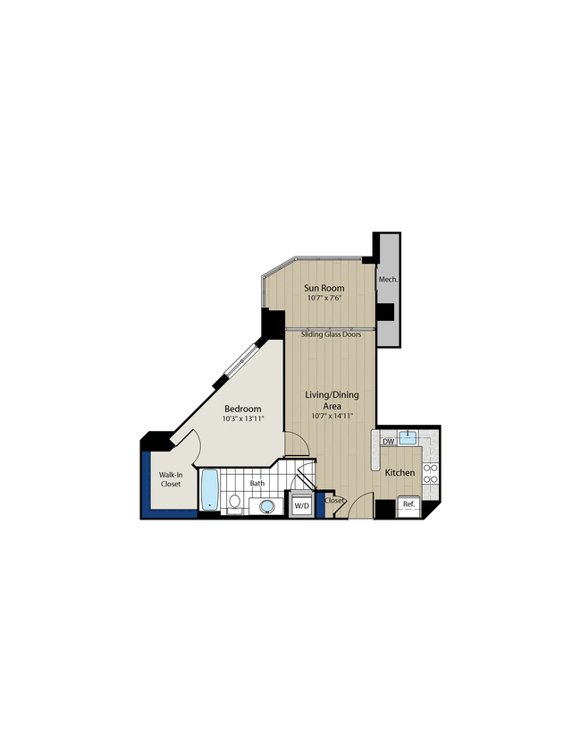 The Potomac Floor Plan - Meridian at Gallery Place