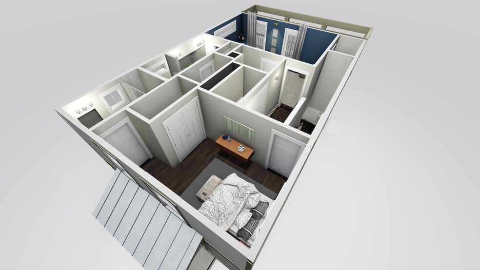 Second floor rendering viewed from back left corner (Bedroom 2, at the top of the stairs) - 710 Buchanan St
