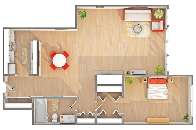 West - A7 | 1-Bedroom Floorplan - Arrive Magnolia West