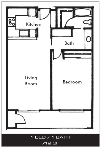 1 Bed/ 1 Bath Floor Plan - Cabrillo Knolls North Park