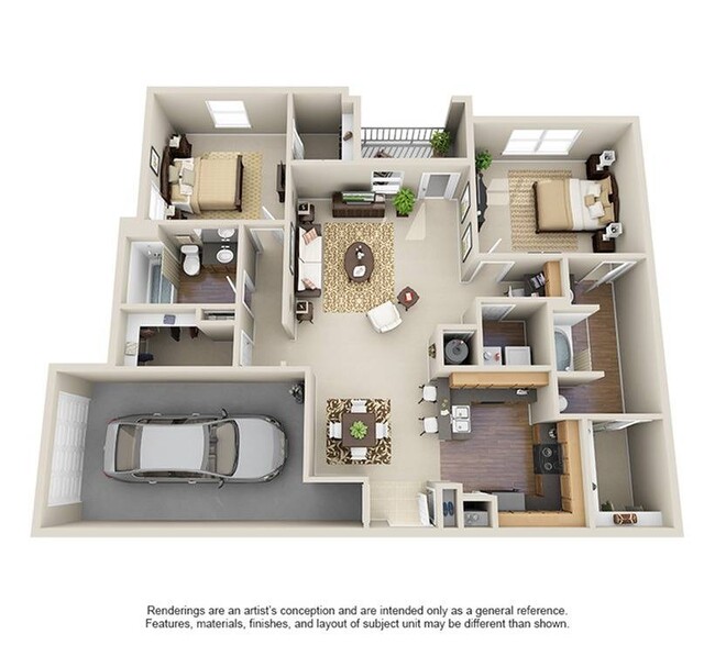 2 Bedroom | 2 Bath | 1324 SF | Attached Garage - Carrington Park at Huffmeister Apartments