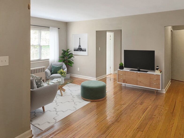Apartment living area (virtually staged) - Mason Hall