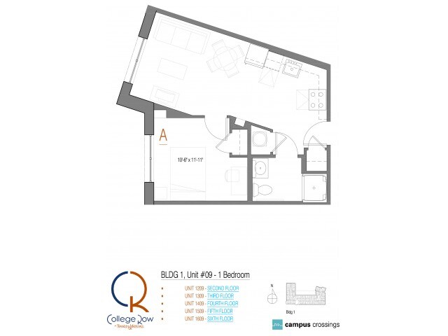 1 Bedroom - Campus Crossings at College Row