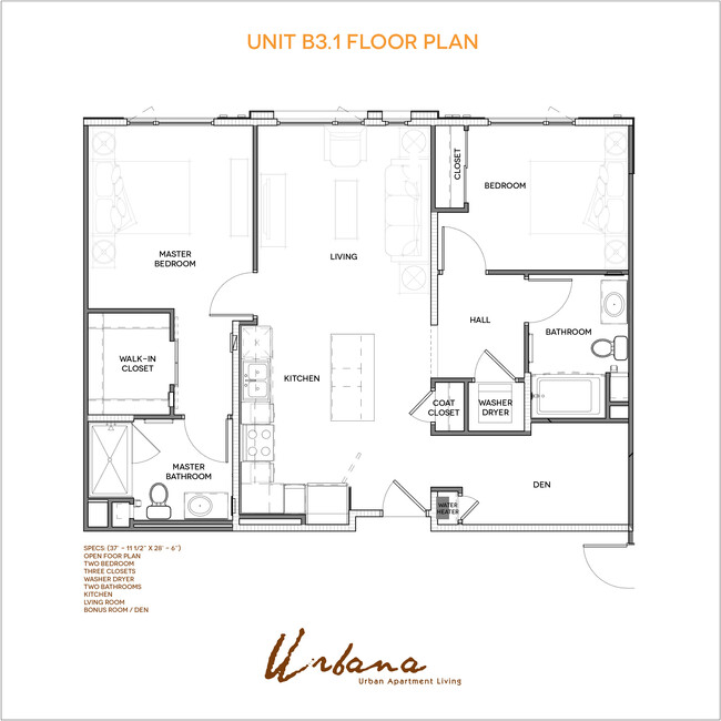 B3 Floorplan - Urbana Chula Vista Luxury Apartments