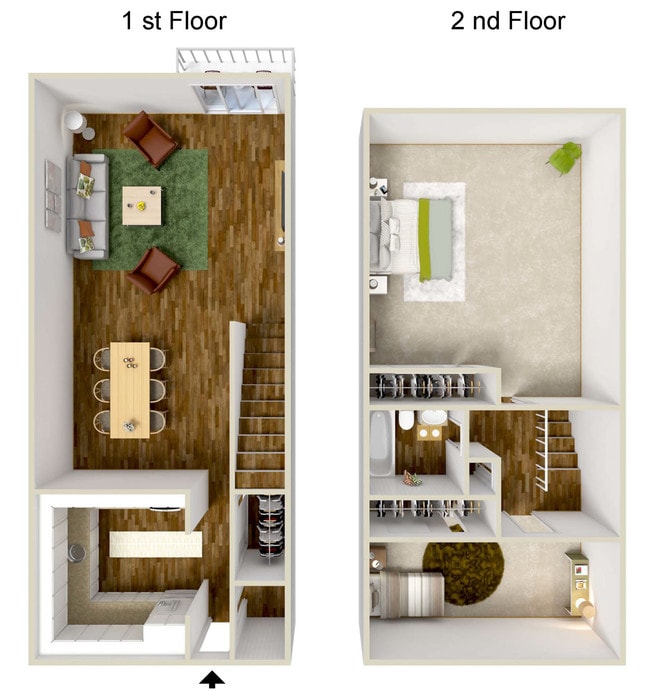 Two Bedroom, One and a half Bath TH floor plan Meadowlawn Apartments - Meadowlawn Apartments