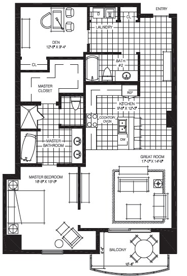 1BR/2BA - The Mark